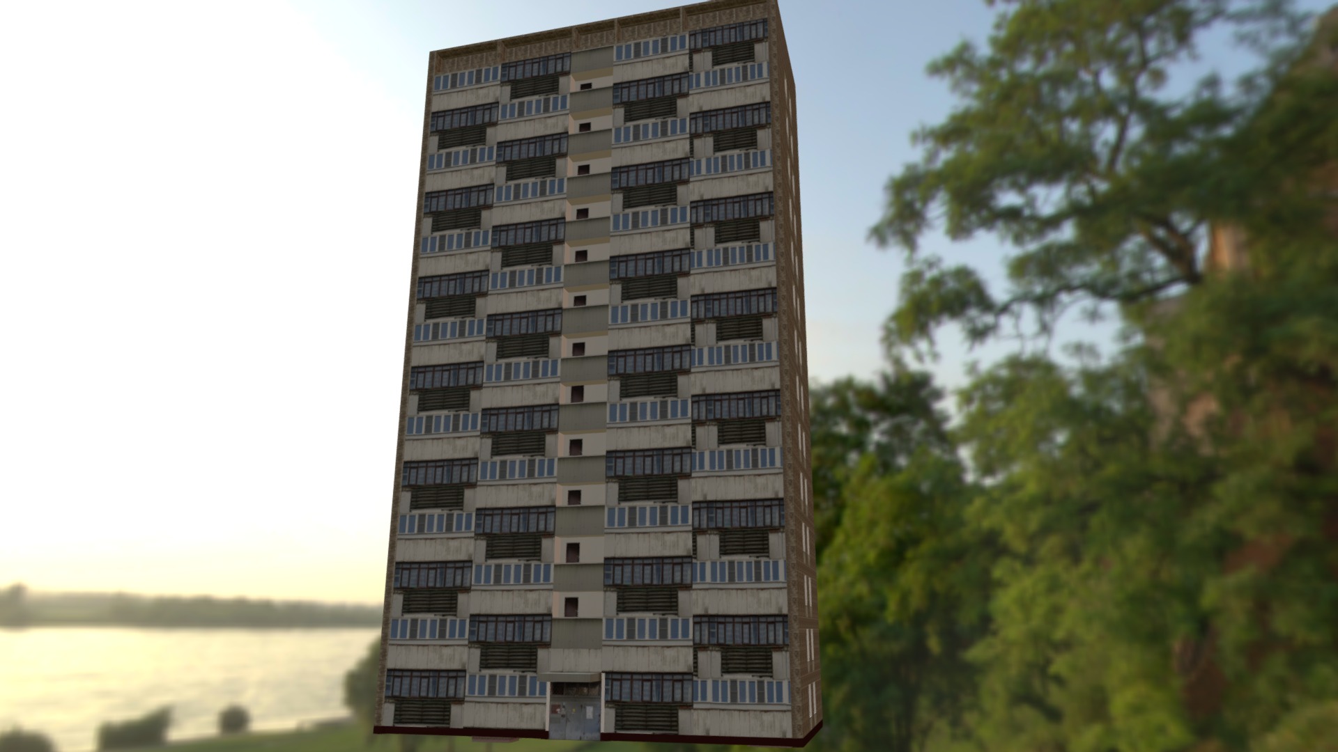 3D model House16k1 - This is a 3D model of the House16k1. The 3D model is about a tall building with many windows.