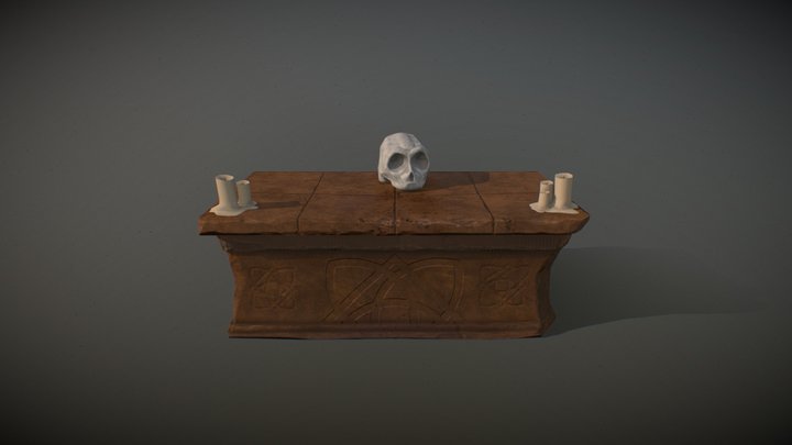 Pedestal Object with Skull 3D Model