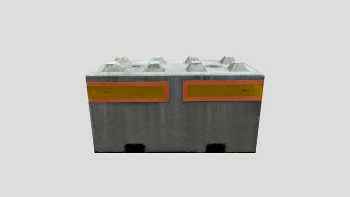 Low Poly Concrete Barrier Barricade 3D Model