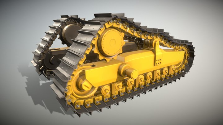 Bulldozer Undercarriage (Low-Poly Version) 3D Model