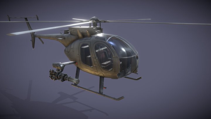 MH6 Little Bird (USA Attack Helicopter) 3D Model