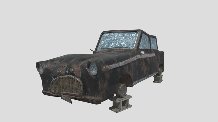 Old Car Ruined 3D Model