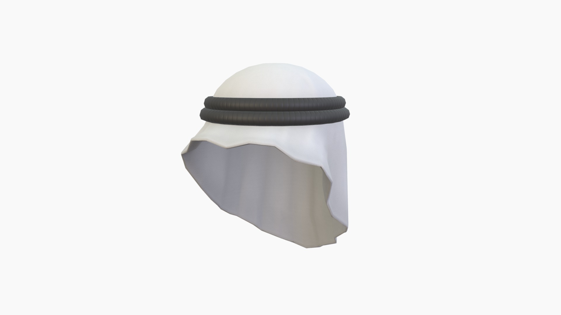 3D model Arab Headdress - This is a 3D model of the Arab Headdress. The 3D model is about a white hat with a black band.