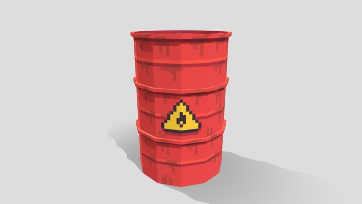 Low Poly Explosive Barrel 3D Model