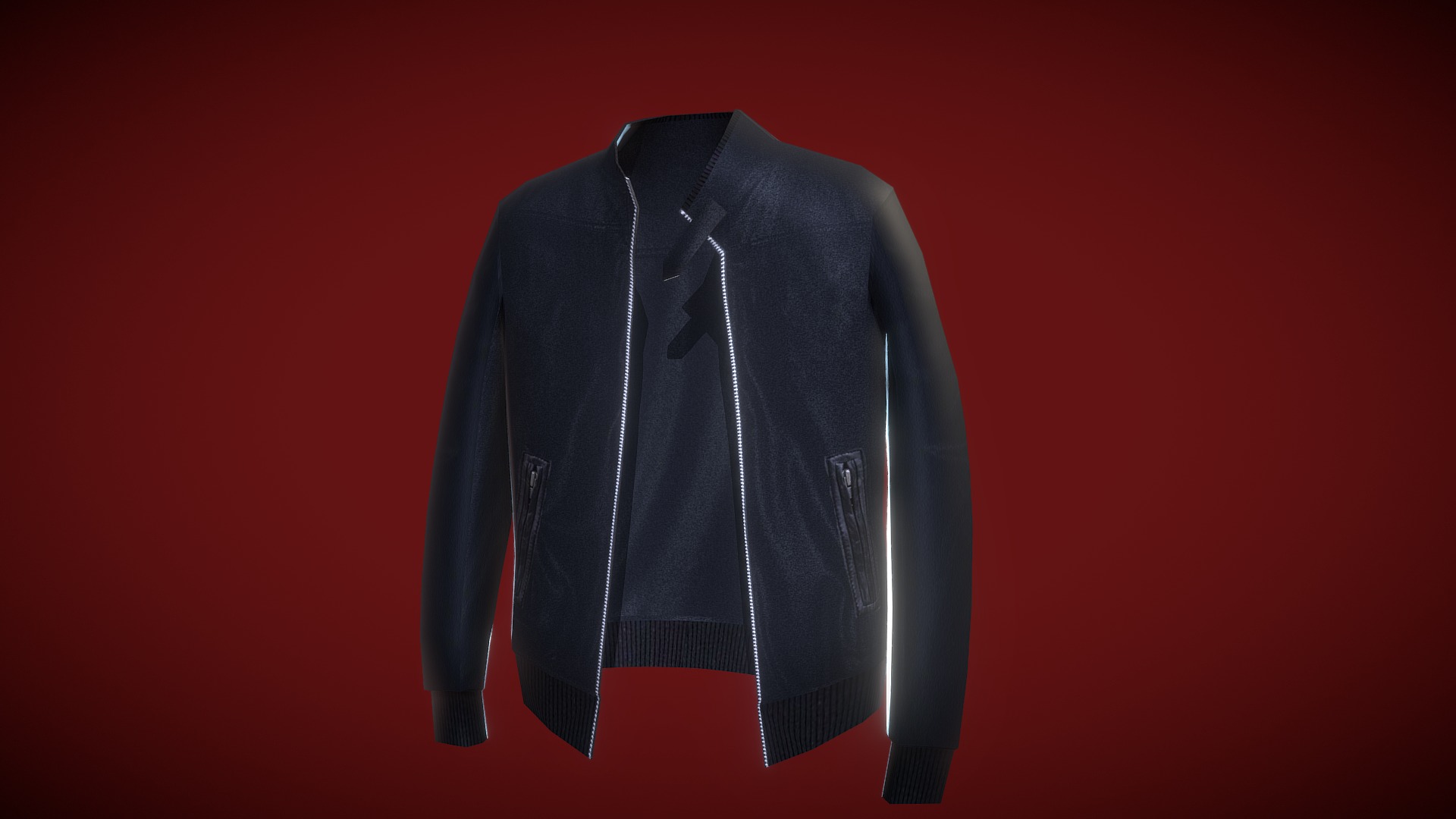 3D model Zara Jacket - This is a 3D model of the Zara Jacket. The 3D model is about a black jacket on a red background.