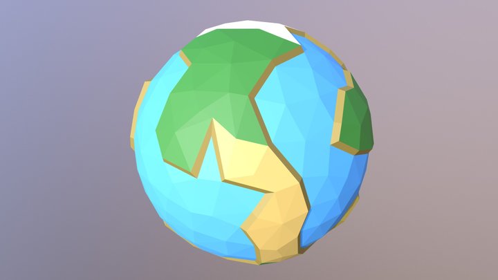 Low Poly Planet Earth(no Trees) 3D Model