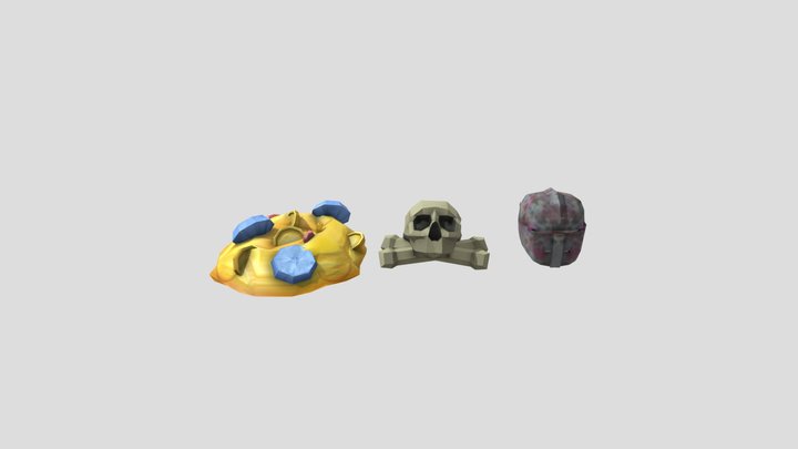 Treasure, Bones and a Helmet 3D Model