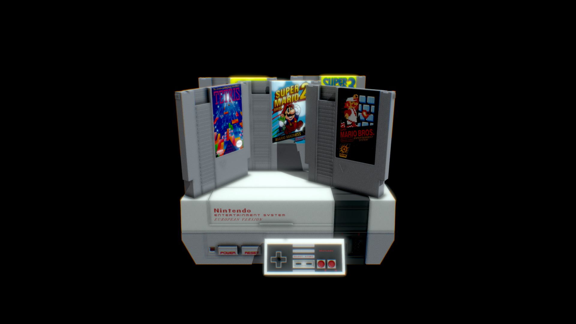 3D model Nintendo Entertainment System - This is a 3D model of the Nintendo Entertainment System. The 3D model is about a white machine with a screen.