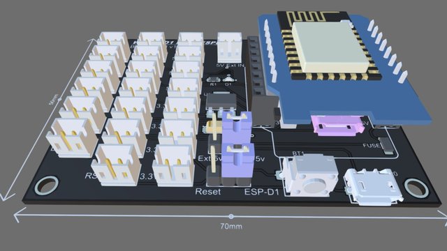 ESP8266 - Base Shield / WeMos D1 Mini 3D Model