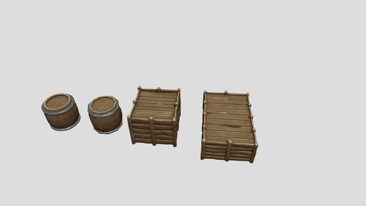 stylized barrels/krates 3D Model