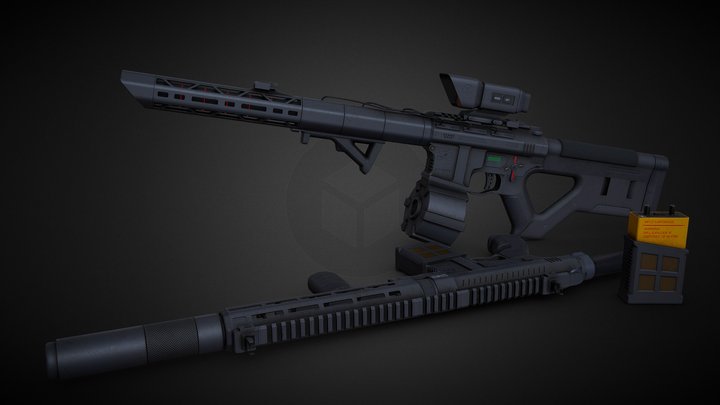 AER-15 laser weapon system 3D Model