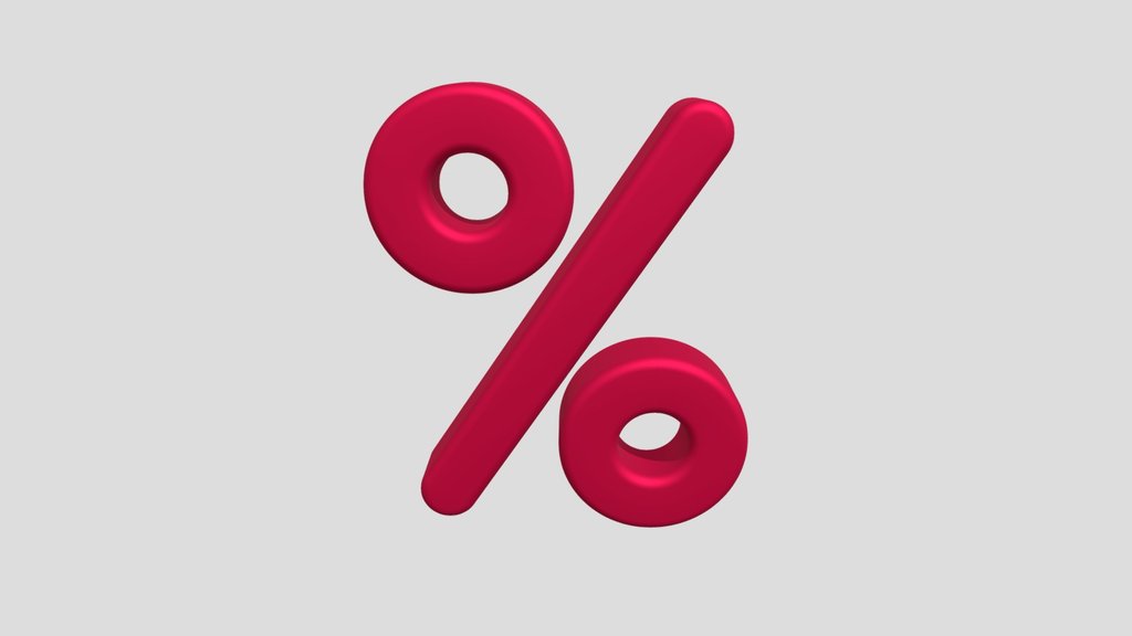 Red Glossy Percent Icon 3D - Claymorphism Style