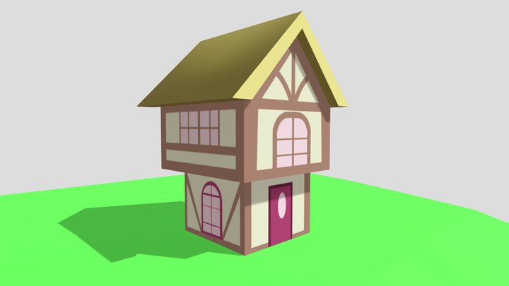 Low Poly MLP Ponyville Style Medieval House 3D Model
