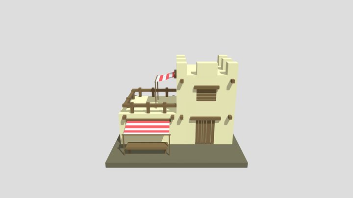 Low Poly Desert House 3D Model