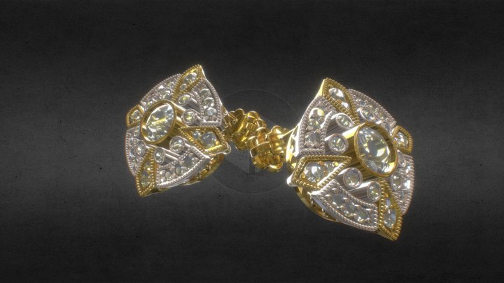 Retro diamon earrings 3D Model