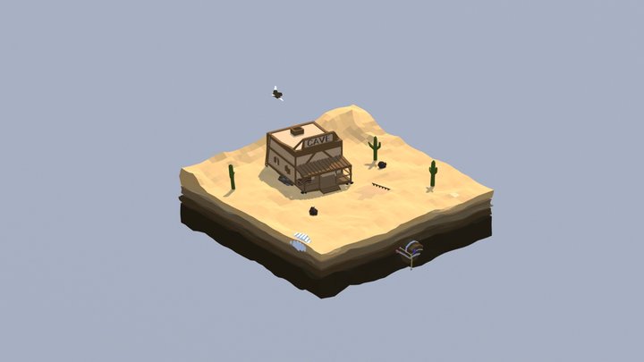 Low poly island. Texas 3D Model
