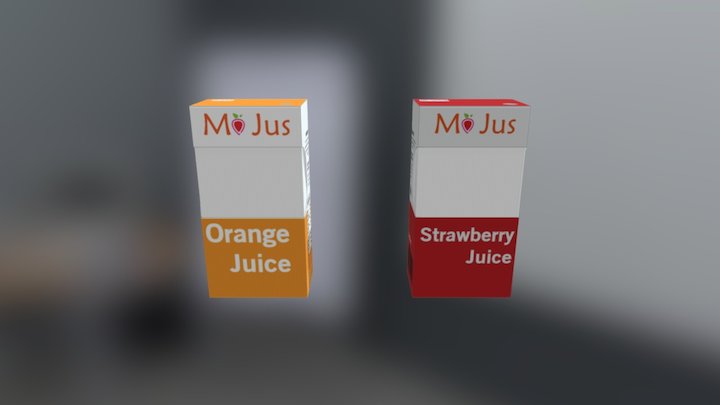 Orange & Strawberry Juice Box 3D Model