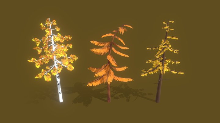 Stylized Aumtumn Trees Pack (Animation baked) – Kostenloses 3D-Modell STL
