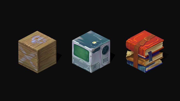 Hand Painted Boxes 3D Model