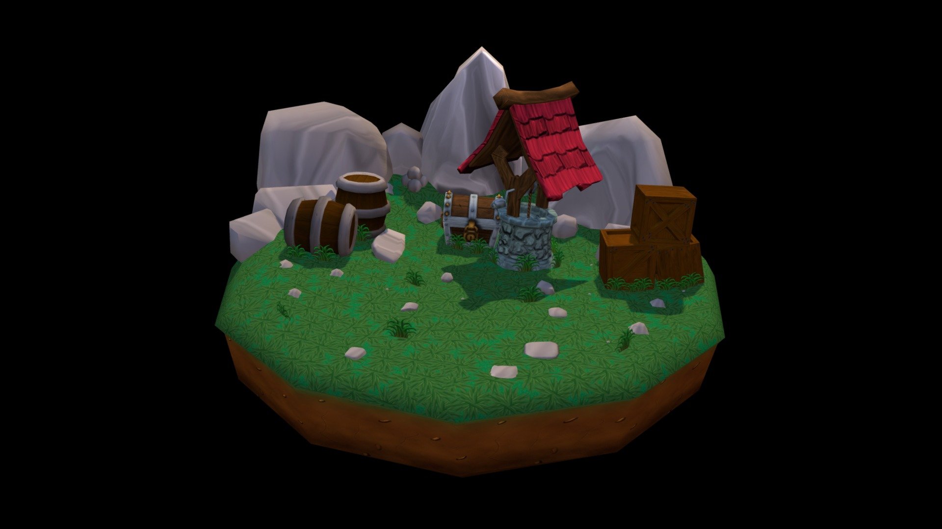 Free Waterwell and Chest Diorama