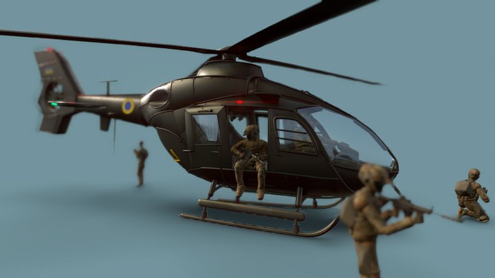 Helicopter EC135: Special Forces 3D Model