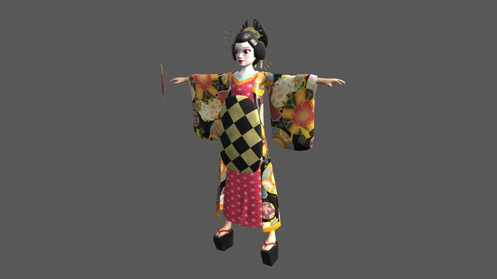 Warrior Oiran 3D Model