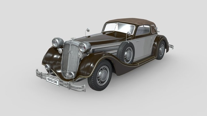 Low Poly Car - Horch 853 A Sport Cabriolet 1937 3D Model