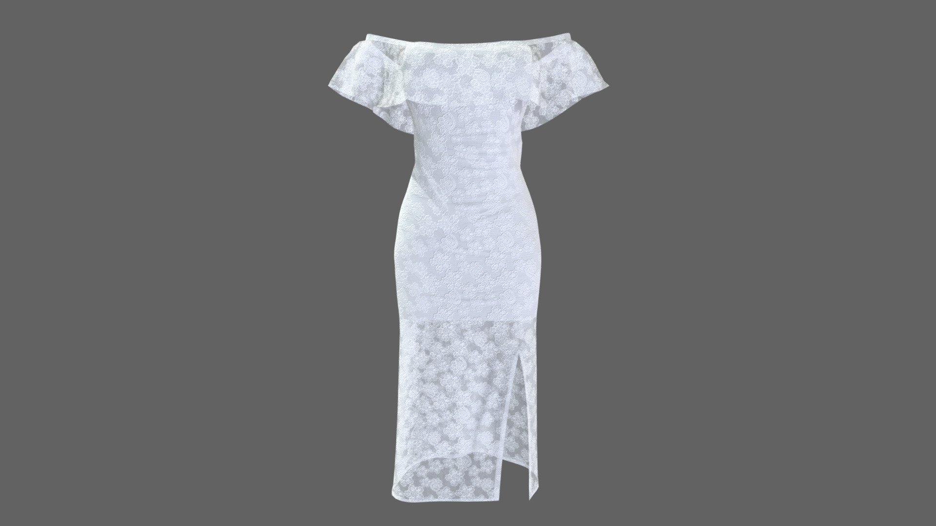 Off Shoulder Lacy White Dress - Buy Royalty Free 3D model by 3dia ...
