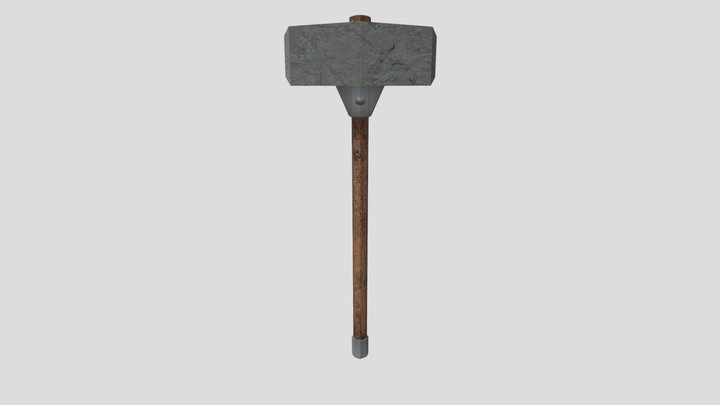 Low Poly War Hammer 3D Model