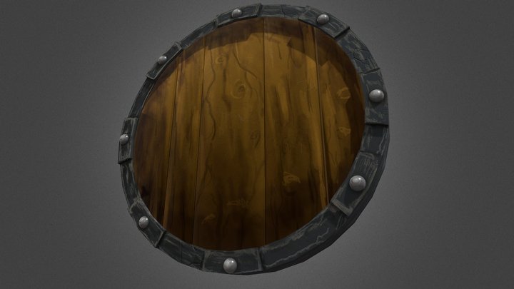 Stylized Wooden shield 3D Model