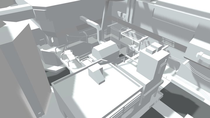 Halo 2 Inspired city grey-box 3D Model