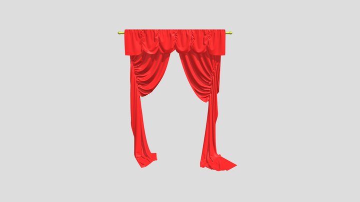 Double Curtain for two standard Windows 3D Model
