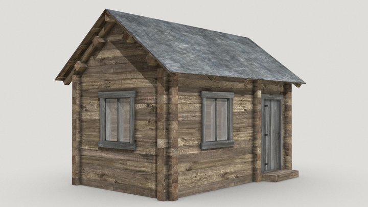 Wooden Log Cabin 3D Model