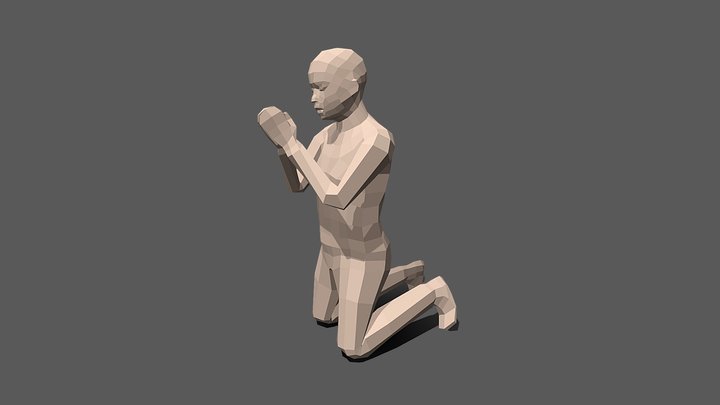 Low Poly Kid Praying 3D Model