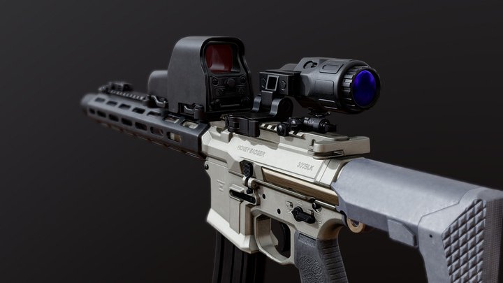 AAC Honey Badger Assault Rifle 3D Model