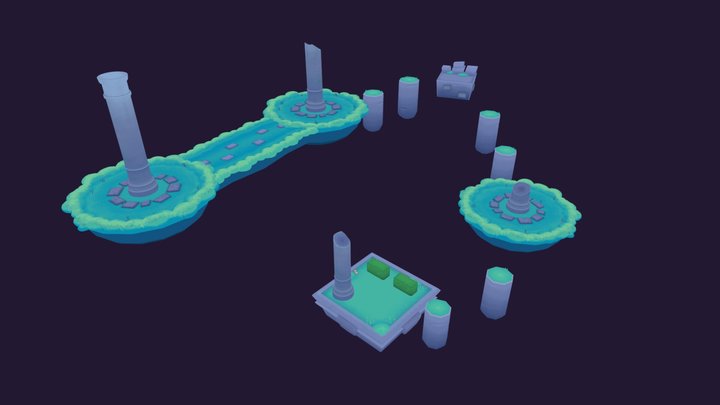 Stylized Hand Painted Platformer Pack 3D Model