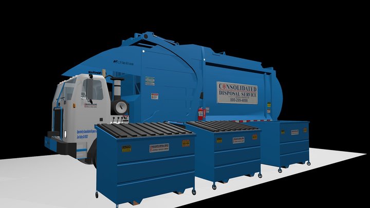 Autocar McNeilus Pacific Front Load Refuse Truck 3D Model