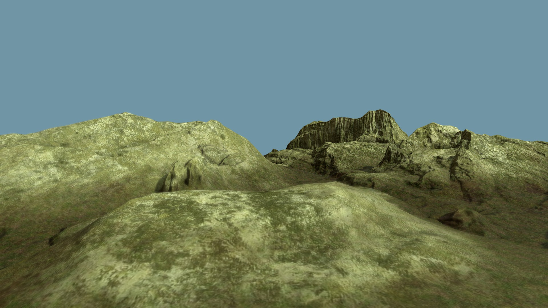 3D model Mossy Rock Terrain - This is a 3D model of the Mossy Rock Terrain. The 3D model is about a rocky mountain with a blue sky.