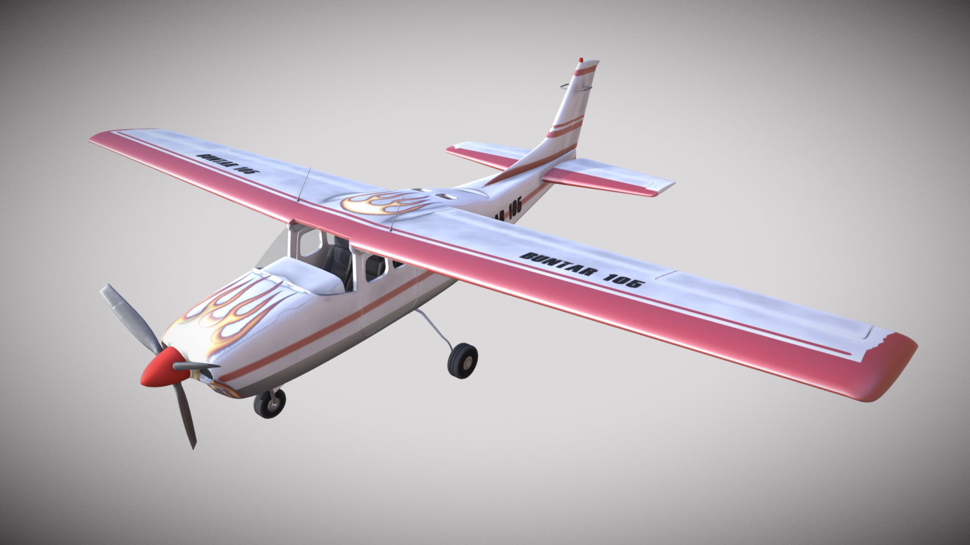 3D model Plane – One Material - This is a 3D model of the Plane - One Material. The 3D model is about a small airplane flying.