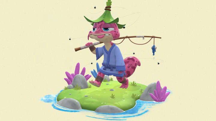 Gecko - Scaly Fisherman - Character Diorama 3D Model