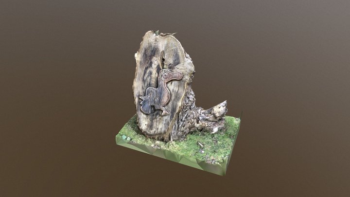 Sutton Hoo wood carving bird 3D Model