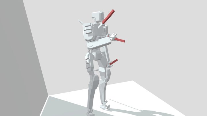 low-poly cyberpunk robot 3D Model