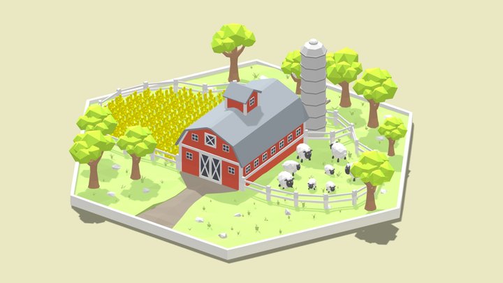 Low Poly Farm 3D Model