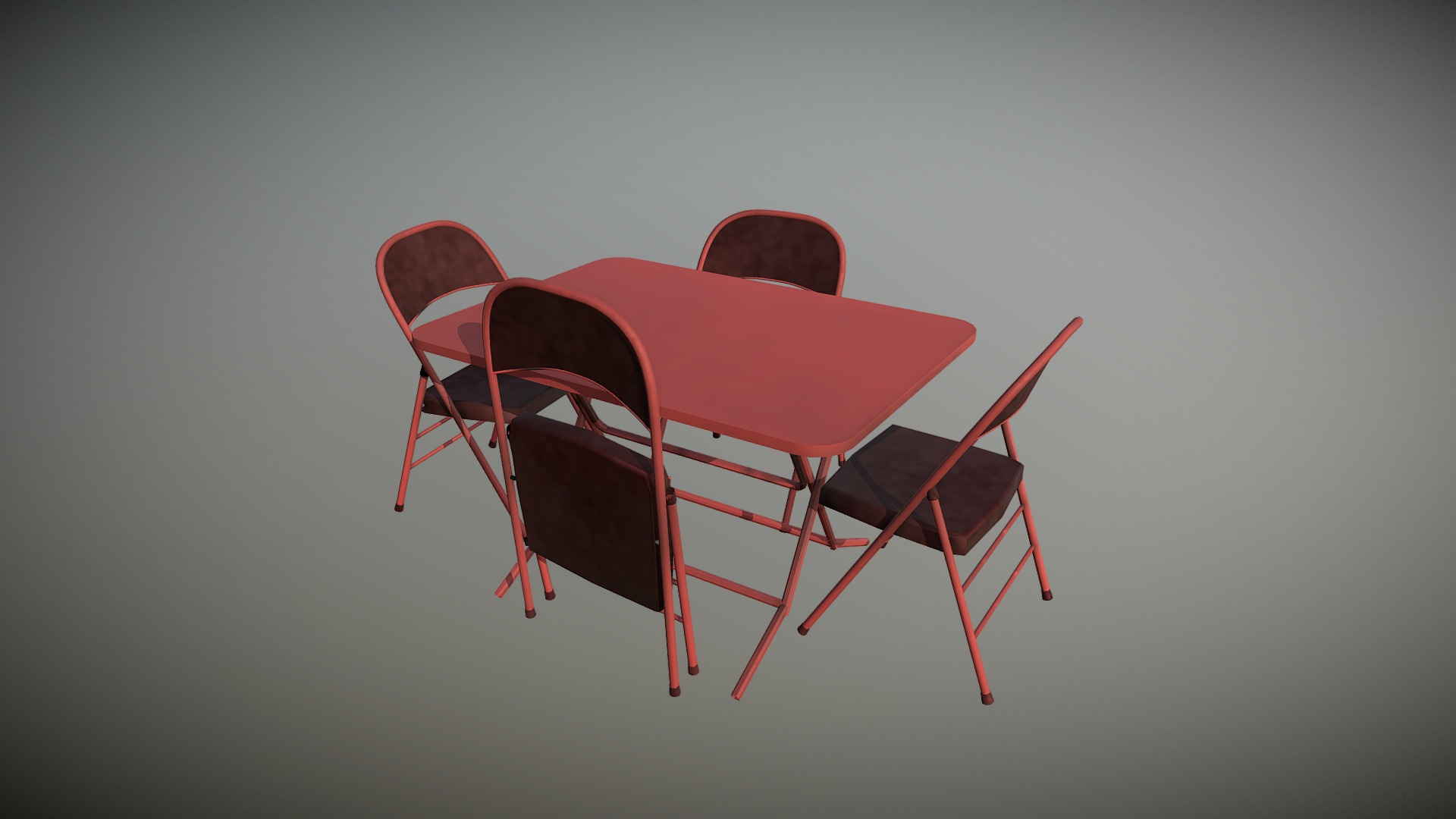 3D model Folding table chair - This is a 3D model of the Folding table chair. The 3D model is about a couple of red chairs.