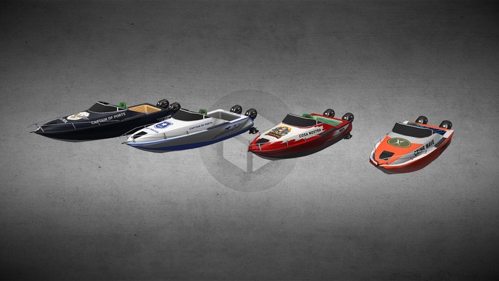 Game Ready Speed Boats 3D Model