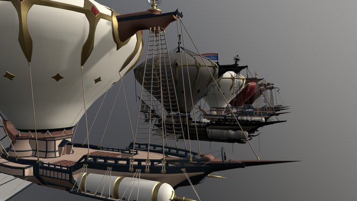 5 variants of one ship 3D Model