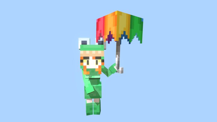 Frog Girl WithUmbrella 3D Model