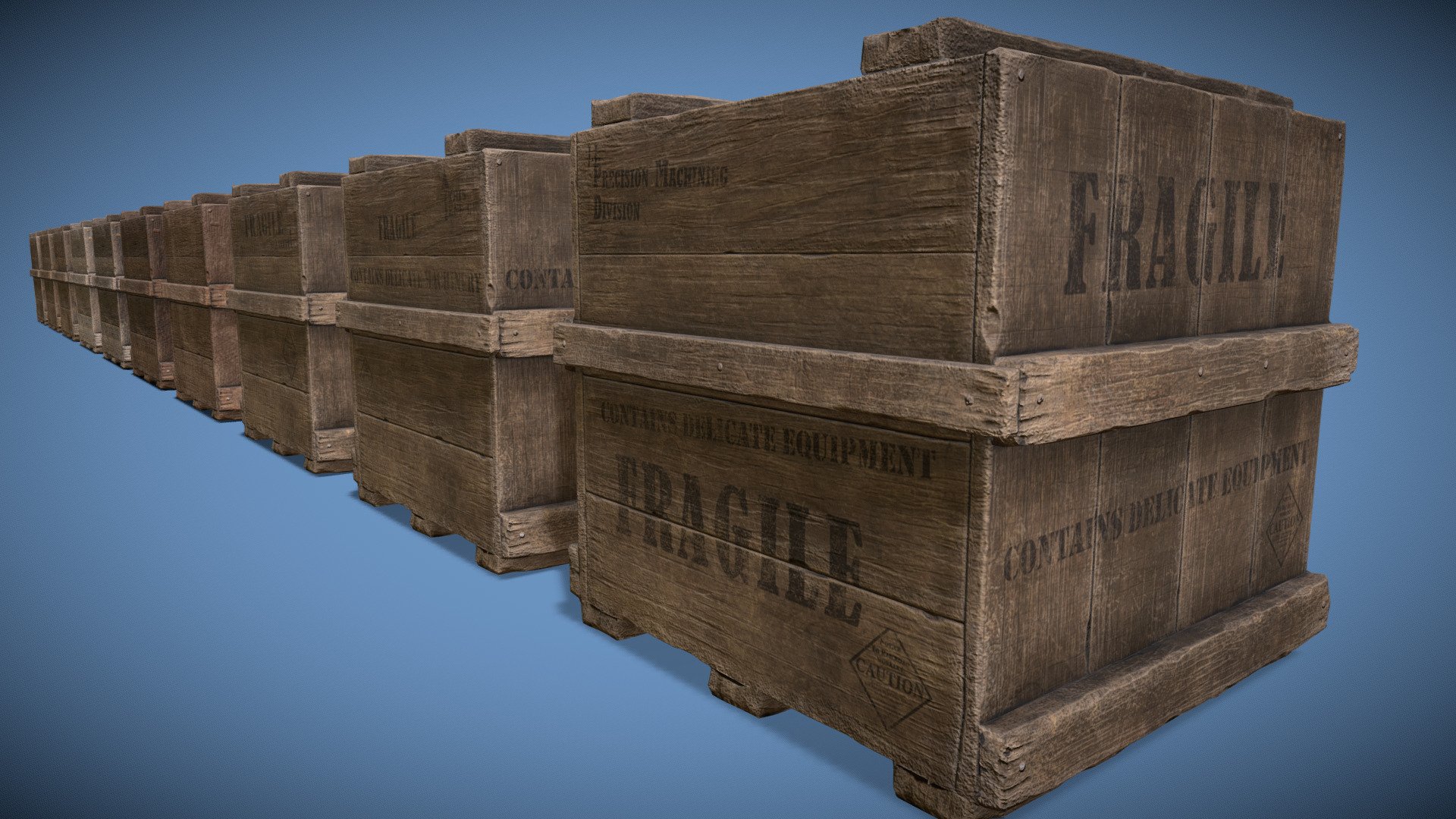 Large Box Crate Version B Buy Royalty Free 3D model by