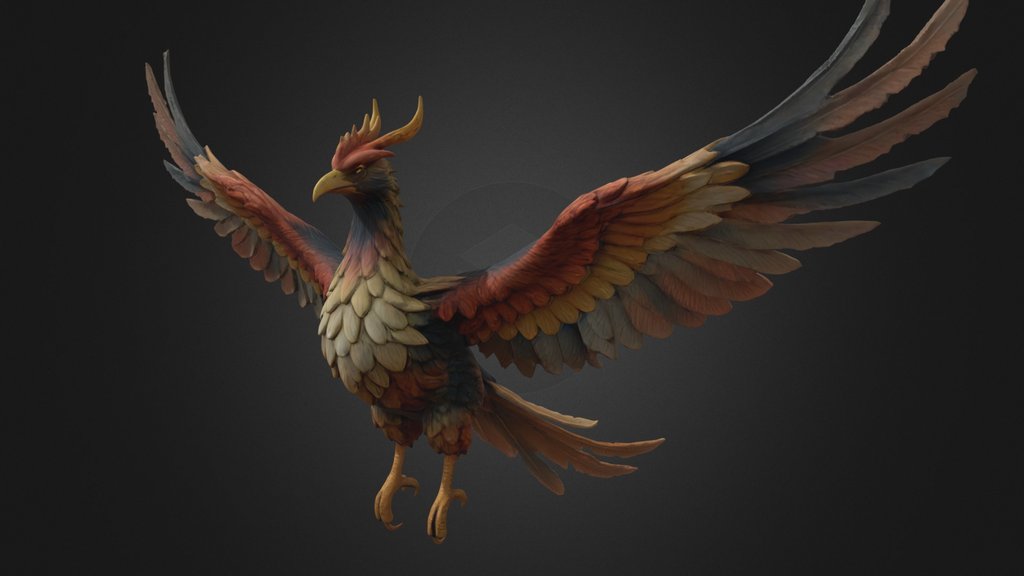 Dragon like Phoenix Bird epic scary without Eyes