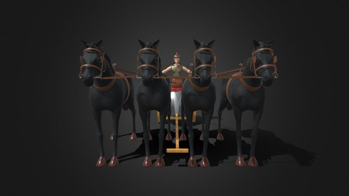 Roman Chariot 4 Horses 3D Model